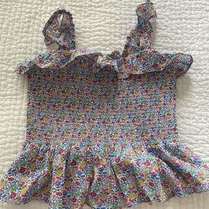 Jcrew Liberty floral smocked stretch top EUC